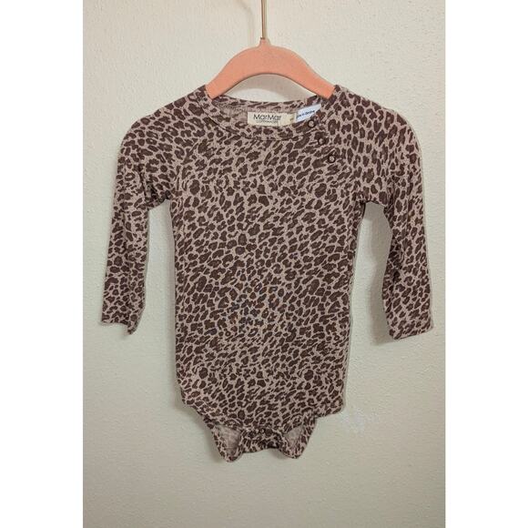 MarMar Copenhagen Bamboo Dusty Mauve Leopard Print Unisex Bodysuit Onesie 6m - Picture 1 of 8
